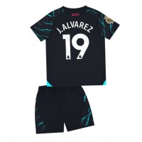 Fotbalové Dres Manchester City Julian Alvarez #19 Dětské Alternativní 2023-24 Krátký Rukáv (+ trenýrky)